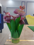 TIED RIBBONS Polyester Artificial Tulip Flowers For Decoration Fake Flower With Leaves