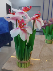 TIED RIBBONS Polyester Artificial Tulip Flowers For Decoration Fake Flower With Leaves