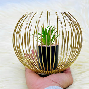 Artisan Crafted High-Quality Metal Alloy Sphere Planter For Elegant Room Decor