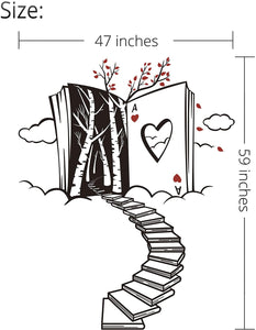 The Giftery Hubs Wall Decor for Bedroom with Stairs of Books, Trees and Ace of Hearts