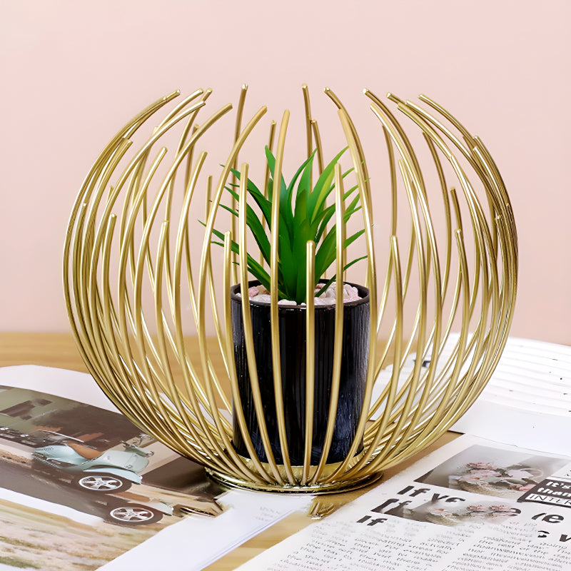 Artisan Crafted High-Quality Metal Alloy Sphere Planter For Elegant Room Decor