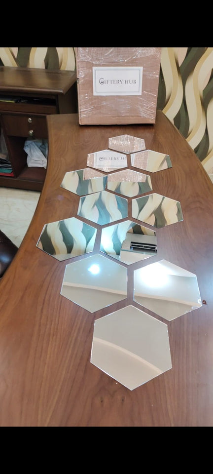 Acrylic Hexagon Gold mirror  wall decor for home and office decor - AWA-017