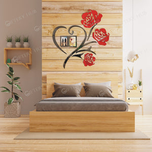 Acrylic Love Heart Flowers with Frames Wall Decor For Home and Office - AWA-012