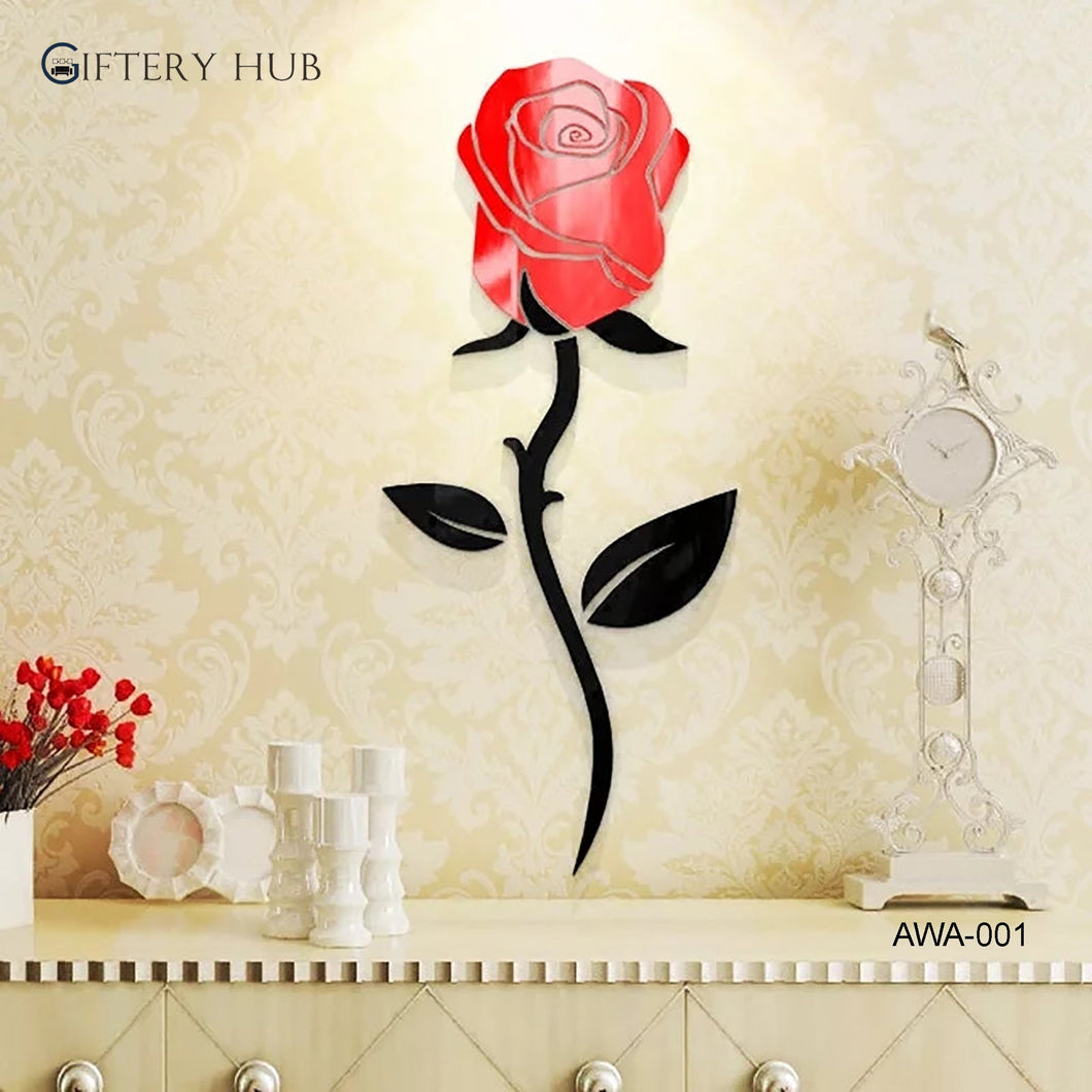 Acrylic Rose Red N Black Wall Art - AWA-001