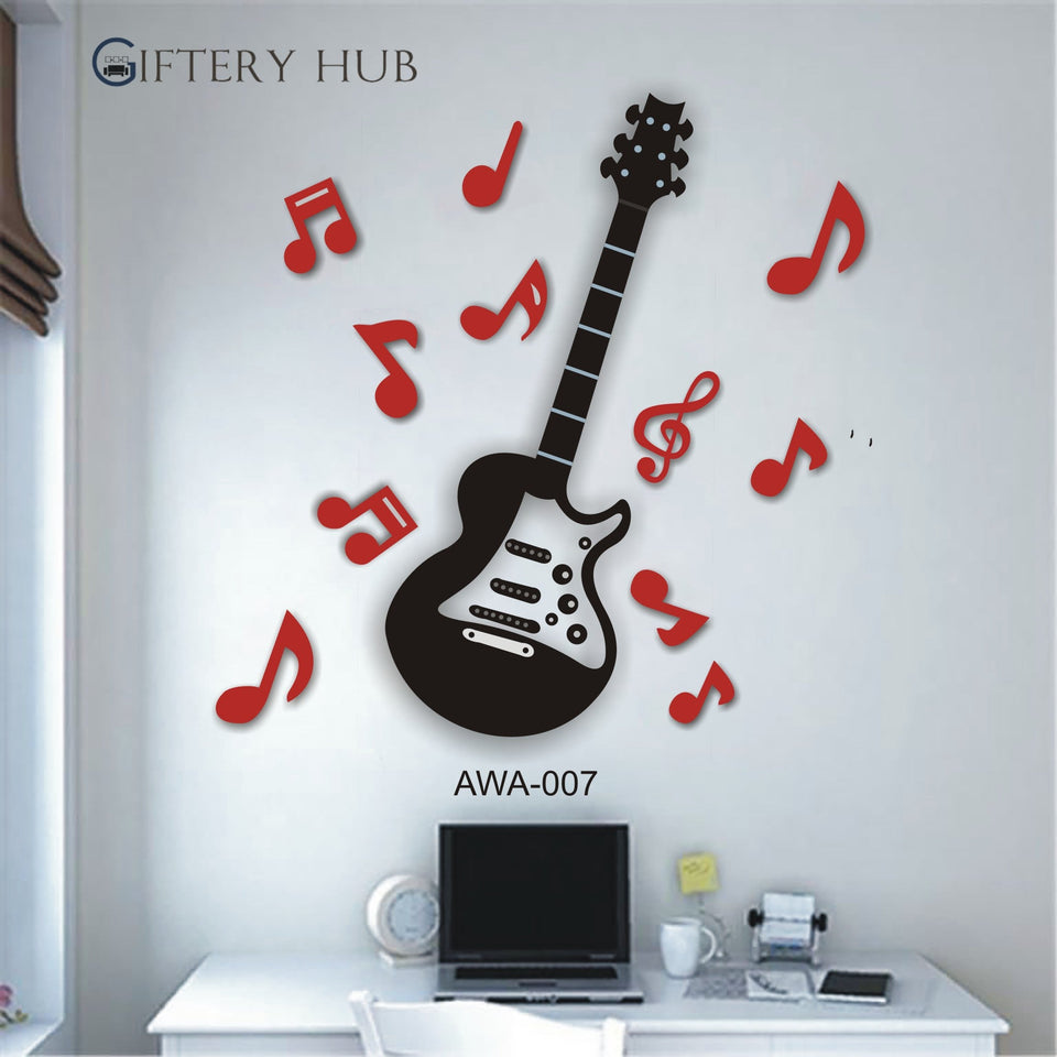 Acrylic Red and Black Guitar For Home Decor - AWA-007