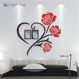 Acrylic Love Heart Flowers with Frames Wall Decor For Home and Office - AWA-012