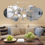 3D DIY Silver Circles Mirror Acrylic Wall Stickers for Home and Office Decor - AWA-014