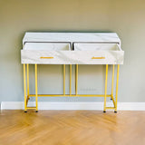 Luxury Golden & White Console With Drawer