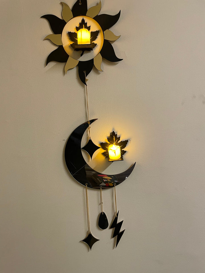 Sun Flower and Moon Wall Hanging Decor - AWA - 197