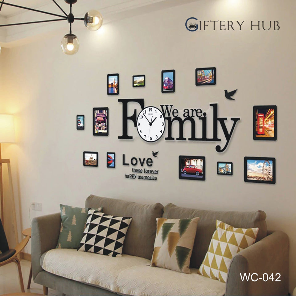 WE ARE FAMILY CLOCK WITH FRAMES FOR HOME - WC-042