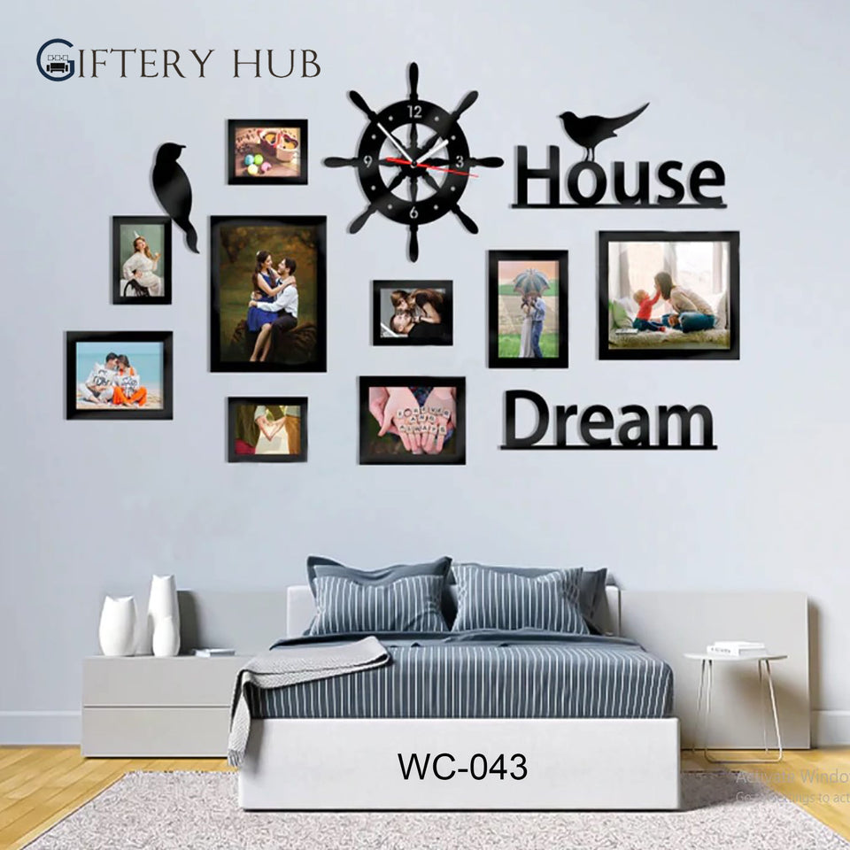 DREAM HOUSE PHOTO FRAMES CLOCK-DIY FOR HOME - WC-043