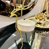 METALLIC GOLDEN GAZELLE STYLE ASH TRAY DECOR FOR TABLE AND HOME