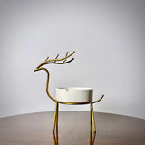 METALLIC GOLDEN GAZELLE STYLE ASH TRAY DECOR FOR TABLE AND HOME